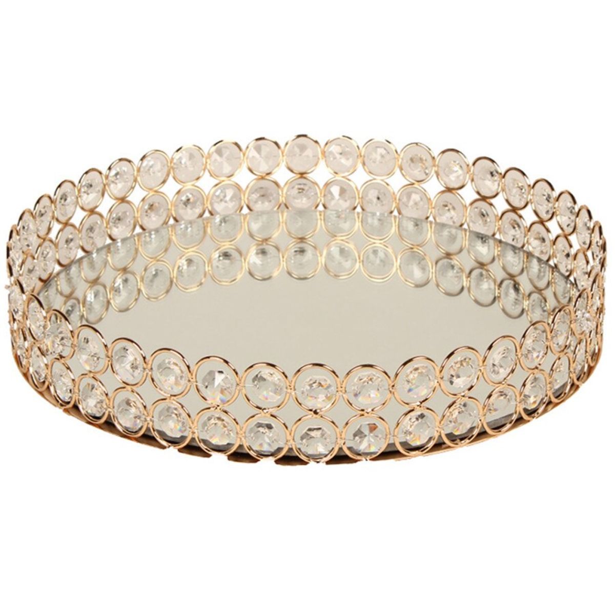 GENERICO - Elegante Pack 2 Bandejas Redonda Deco Candy Bar - Metal con Vidrio