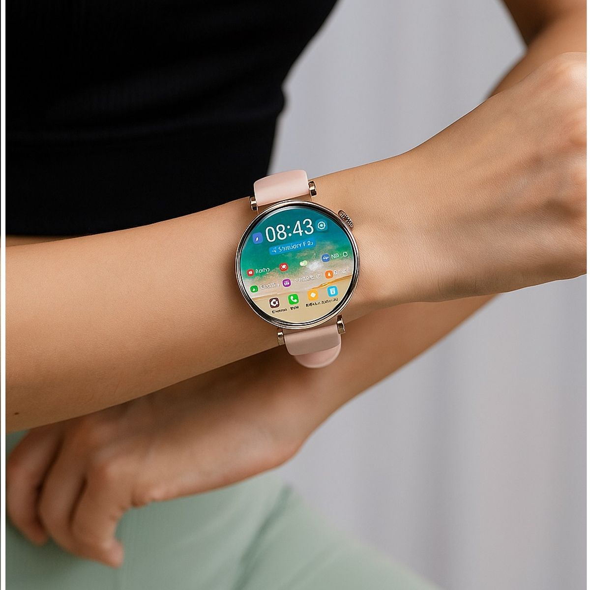 STARTECHOFFICE - Reloj Inteligente GT4 Mini Mujer Estilo Salud con Doble Correa Silicona y Metálica Compatible IP68