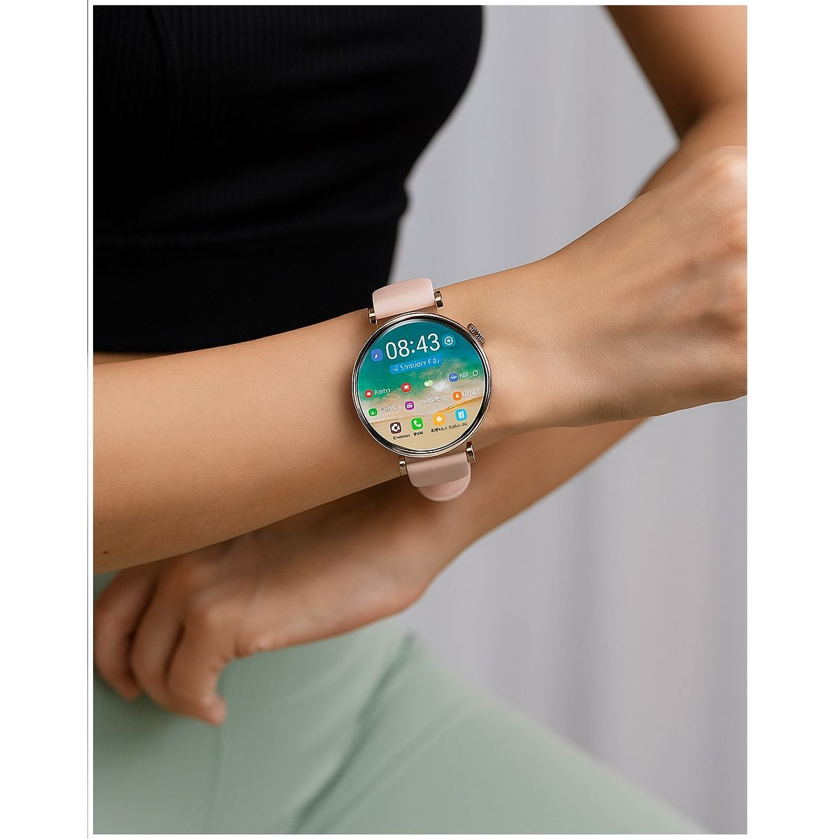 STARTECHOFFICE - Reloj Inteligente GT4 Mini Mujer Estilo Salud con Doble Correa Silicona y Metálica Compatible IP68