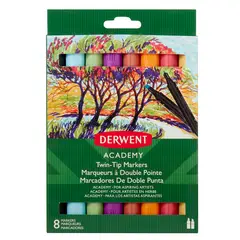 DERWENT - Plumones Marcadores Fina/Pincel 8 Colores - Dewent Academy