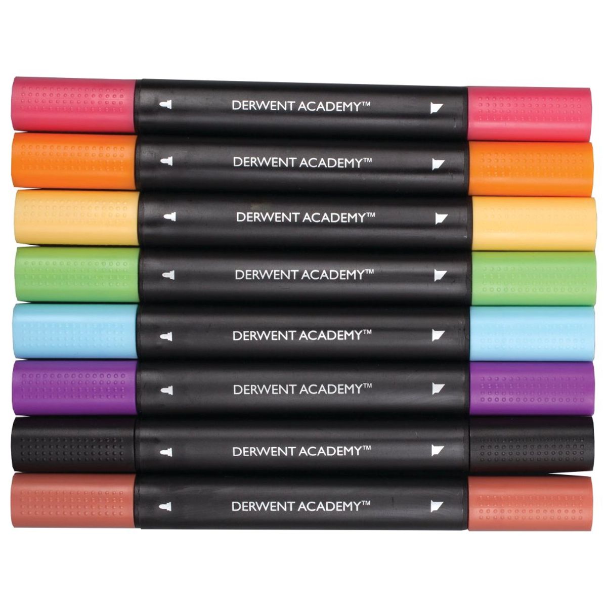 DERWENT - Plumones Marcadores 8 Colores – Punta Fina y Pincel