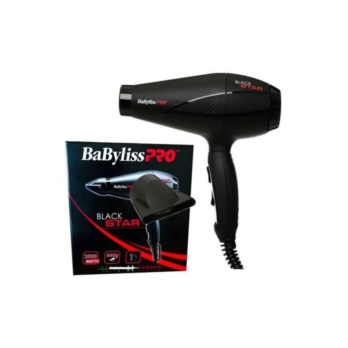 BABYLISS PRO - Secador de pelo BaBylissPRO Black Star BAB6200UZ Negro