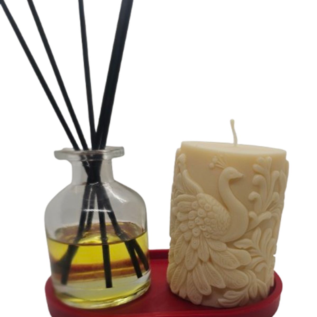 SCENTS CHILE - Set Mikado 120 ml aceite aromático Café Chocolate y Vela Pavo Real