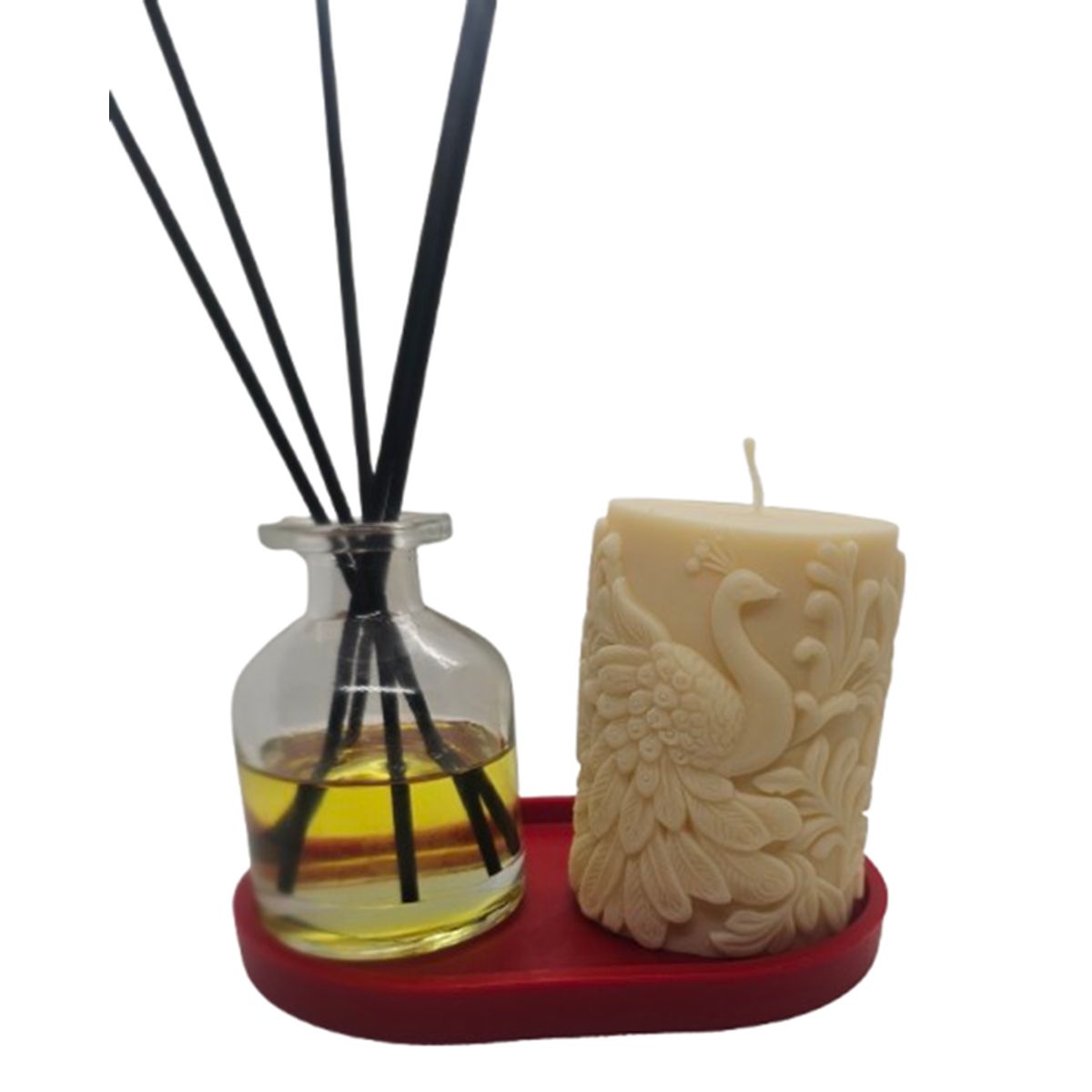 SCENTS CHILE - Set Mikado 120 ml aceite aromático Café Chocolate y Vela Pavo Real