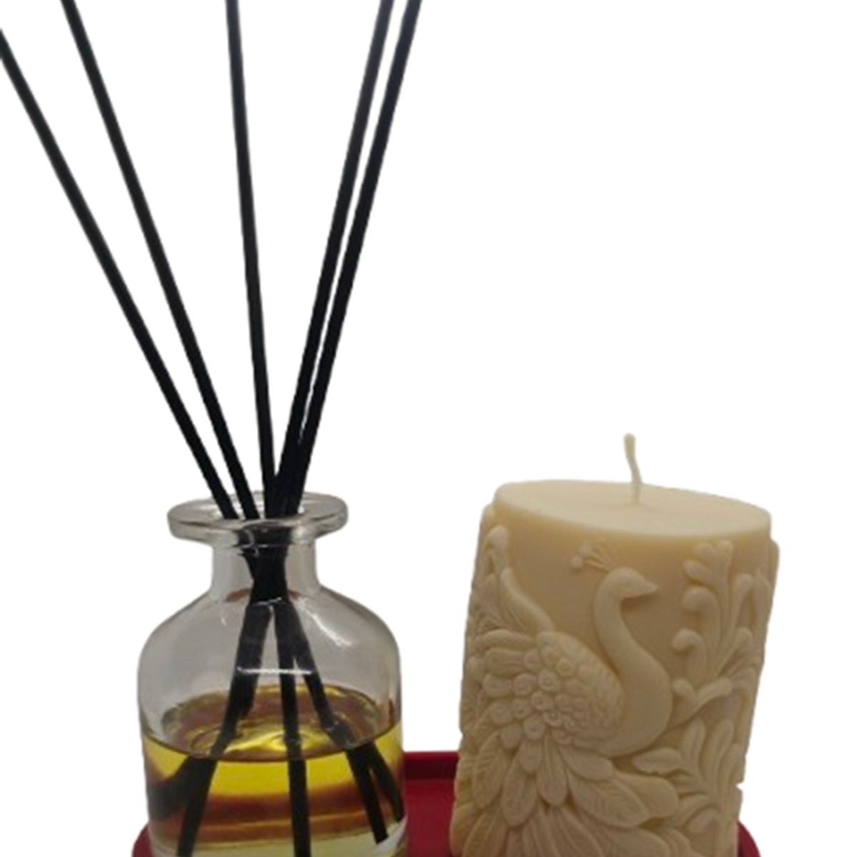 SCENTS CHILE - Set Mikado 120 ml aceite aromático Café Chocolate y Vela Pavo Real