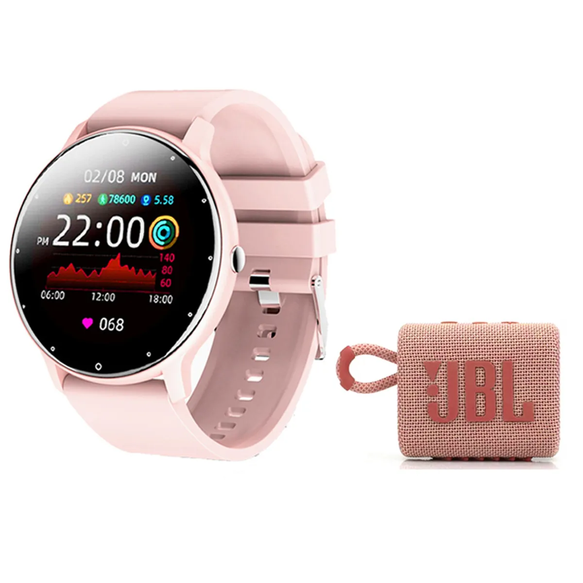 JBL - Parlante bluetooth JBL GO 3 IP67 - Rosa y Fit Pro reloj inteligente P