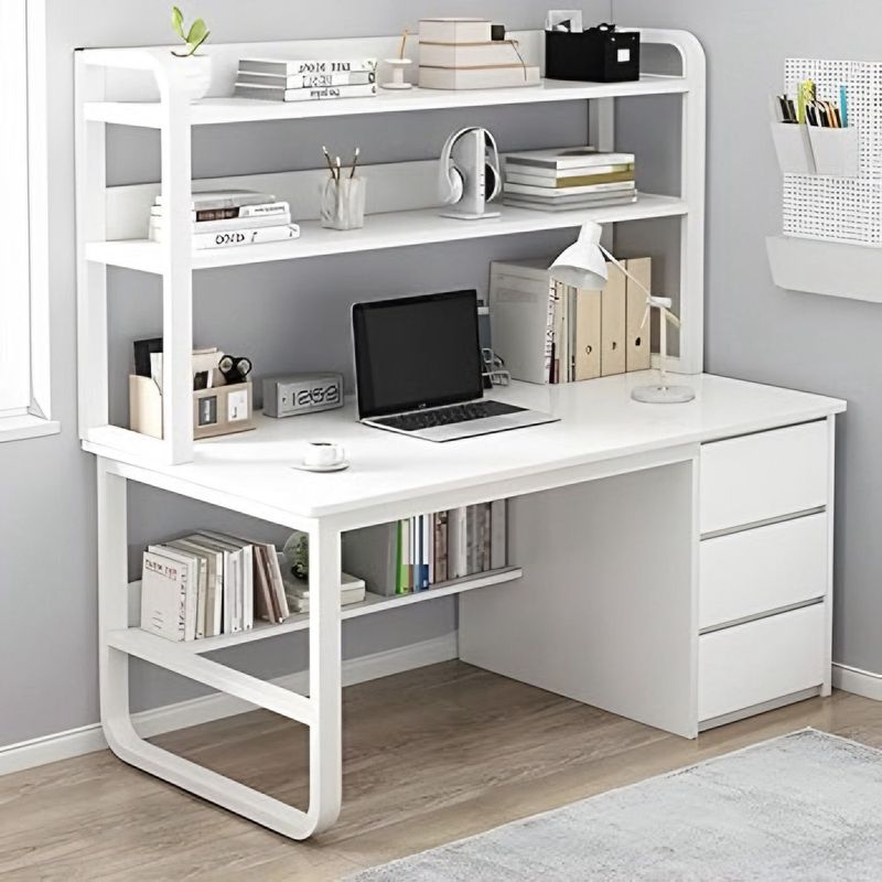 ACTUAL - Escritorio Multifuncional Blanco con Estantería y Cajonera 100x50x147