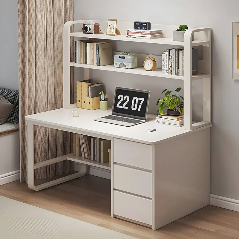 ACTUAL - Escritorio Multifuncional Blanco con Cajonera y Estantería 100x50x147