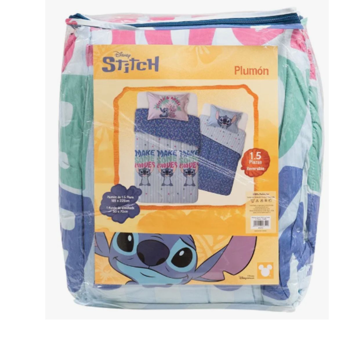 MASHINI - Plumón cubrecama Reversible stitch fluffly15 plaza