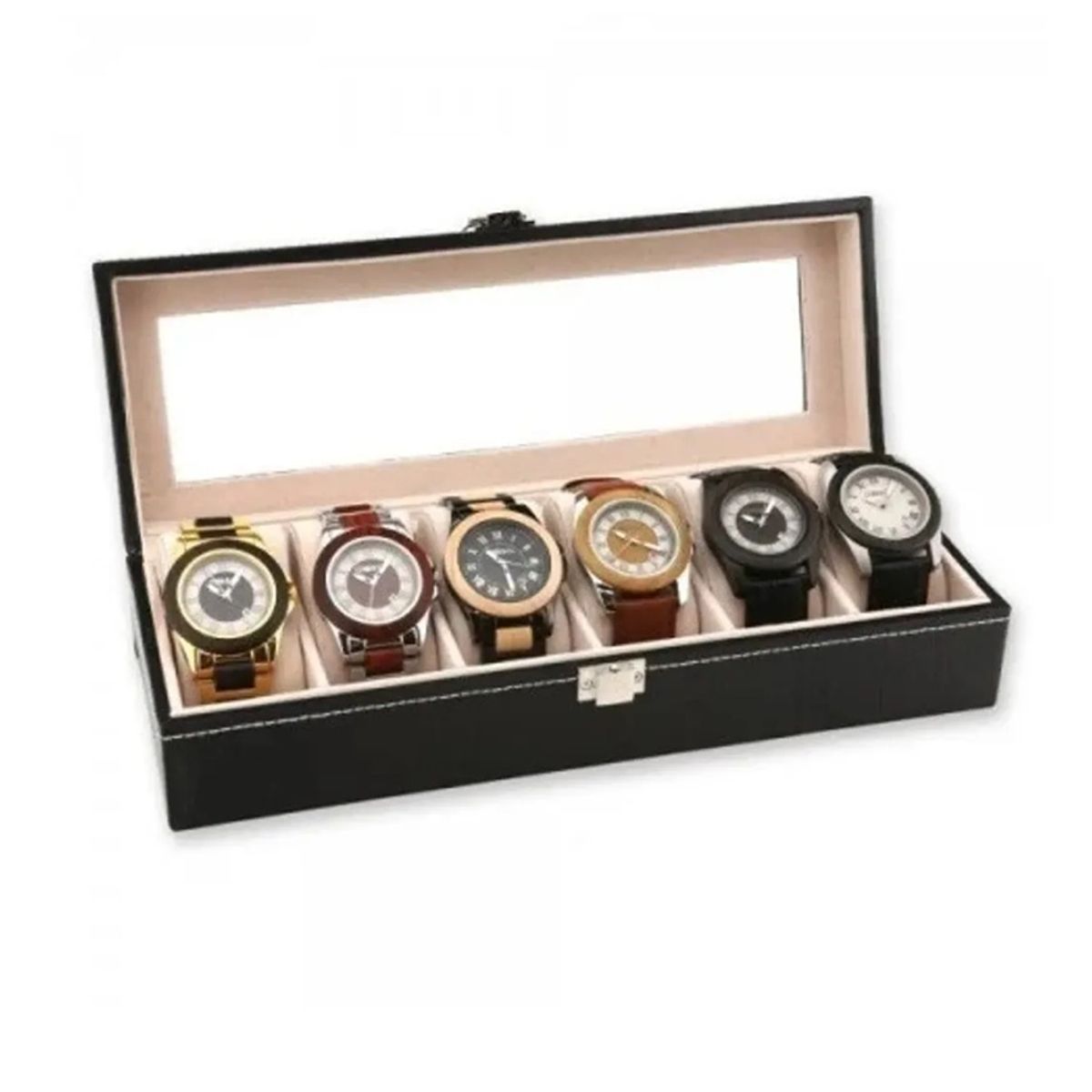 GENERICO - Caja Estuche Organizador Para 6 Relojes