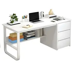 ACTUAL - Escritorio Blanco con Cajonera de 3 Cajones 100x50x73