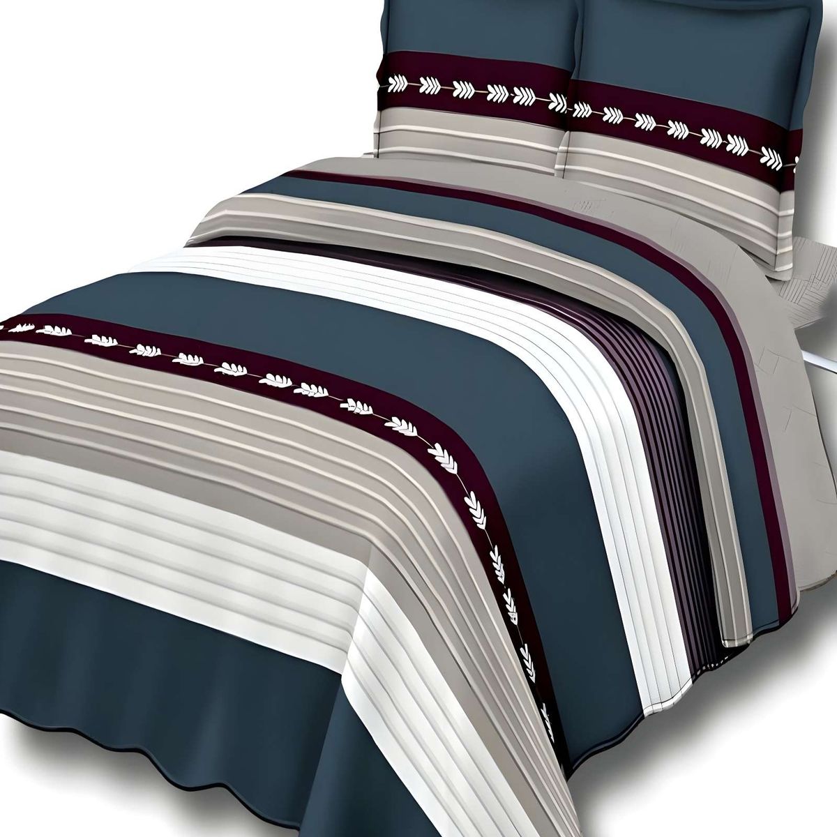 GENERICO - QUILT DE VERANO 2 PLAZAS DISEÑO RAYAS GRIS