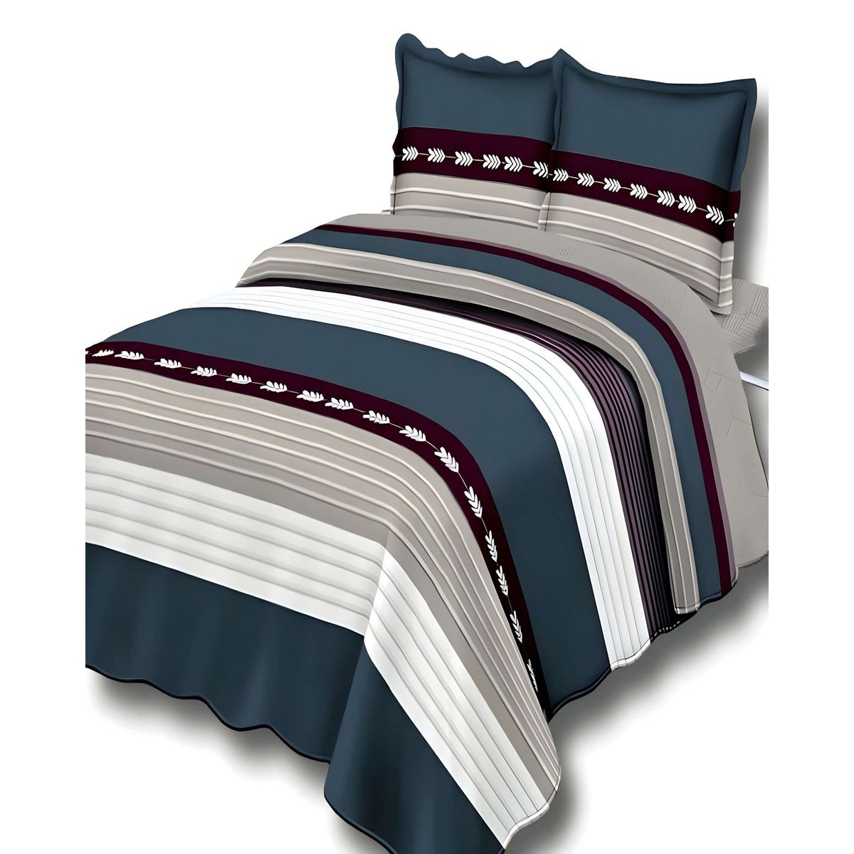 GENERICO - QUILT DE VERANO 2 PLAZAS DISEÑO RAYAS GRIS