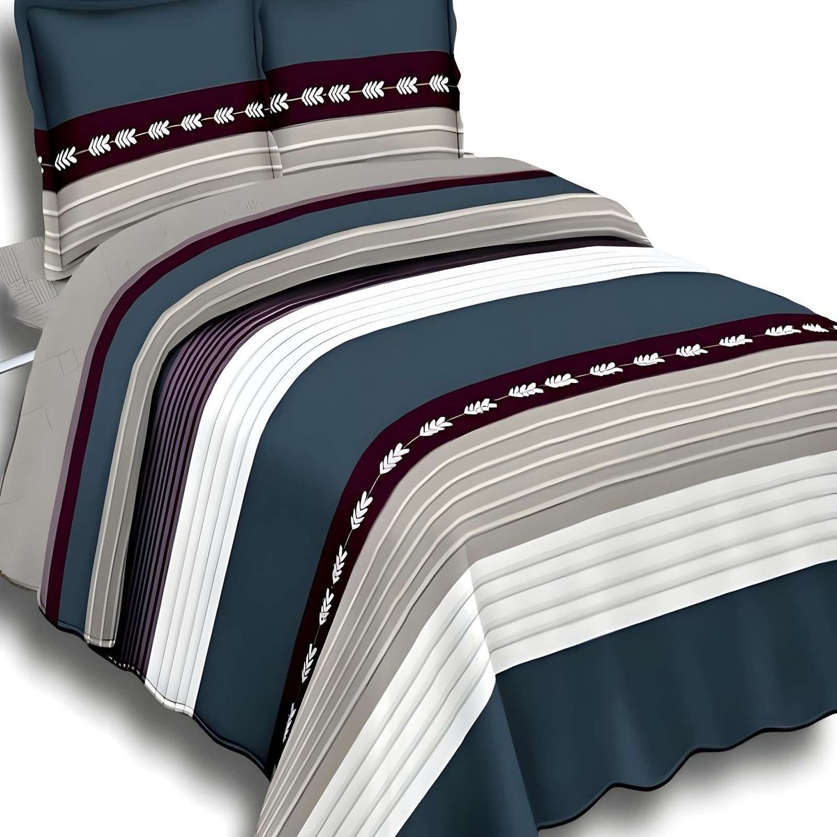 GENERICO - QUILT DE VERANO 2 PLAZAS DISEÑO RAYAS GRIS