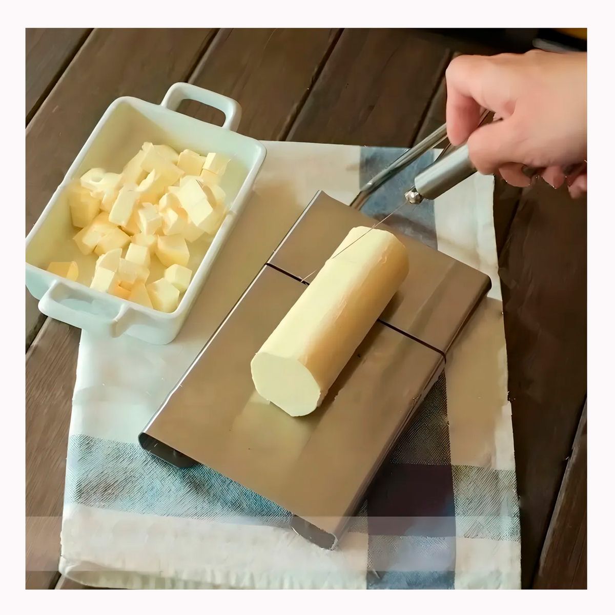 GENERICO - Rebanadora de queso multifuncional de alambre de acero inoxidable