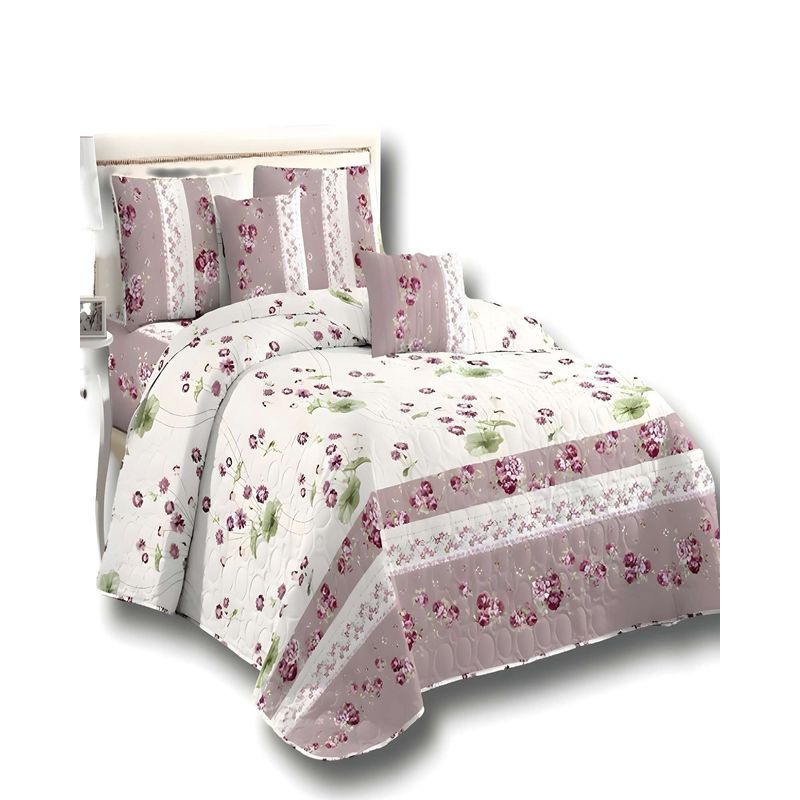 GENERICO - QUILT DE VERANO 2 PLAZAS FLORES BLANCO