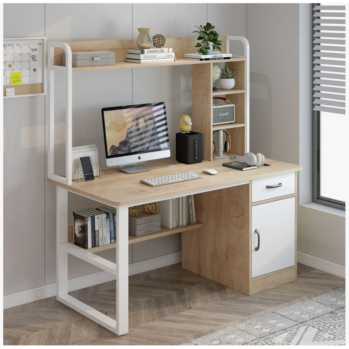 HOMER DESIGN - Escritorio Para Oficina Moderno Con Estantería 100x48x137cm