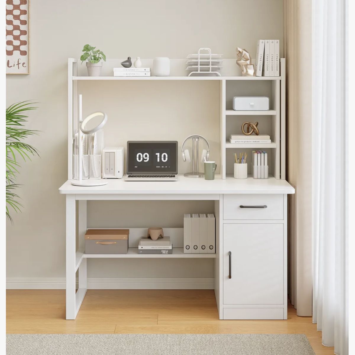 HOMER DESIGN - Escritorio Para Oficina Moderno Con Estantería 100x48x137cm