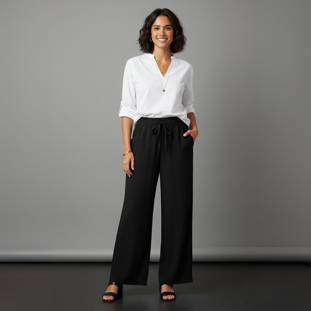 DESIGNERS - Pantalón Palazzo Mujer Tallas Grandes Cintura Elástica Casual
