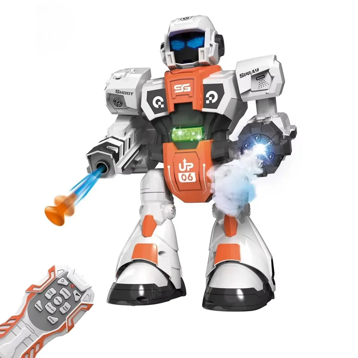 BESTOYS - Juguete Robot Control Remoto Luces Sonido Humo Y Dispara