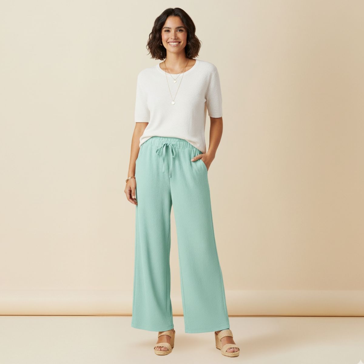DESIGNERS - Pantalón Palazzo Mujer Tallas Grandes Cintura Elástica Casual