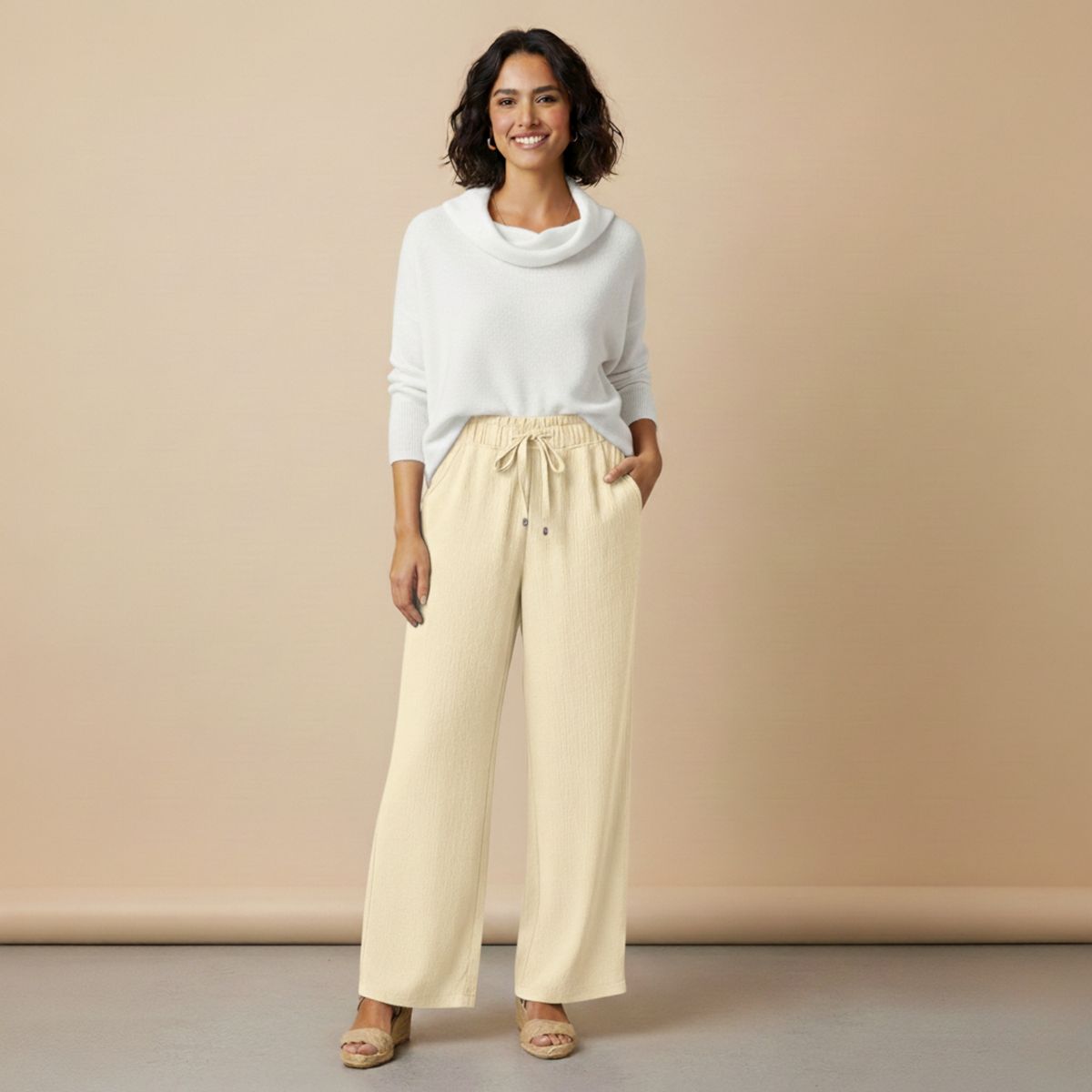 DESIGNERS - Pantalón Palazzo Mujer Tallas Grandes Cintura Elástica Casual