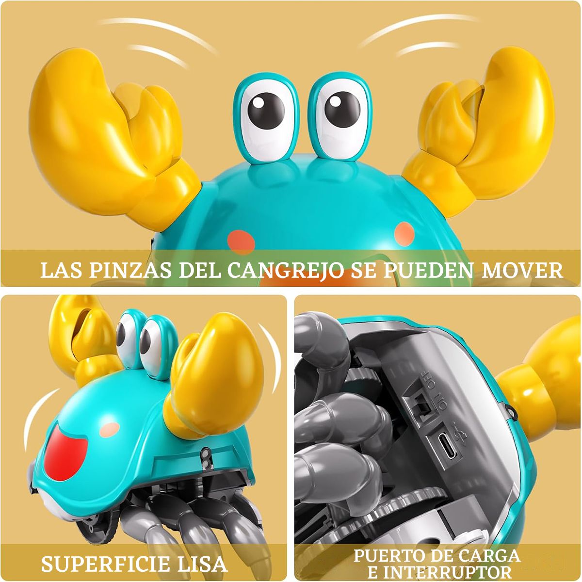 GENERICO - Cangrejo Juguete Para Gatear Con Sonido Luz Niños Regalo
