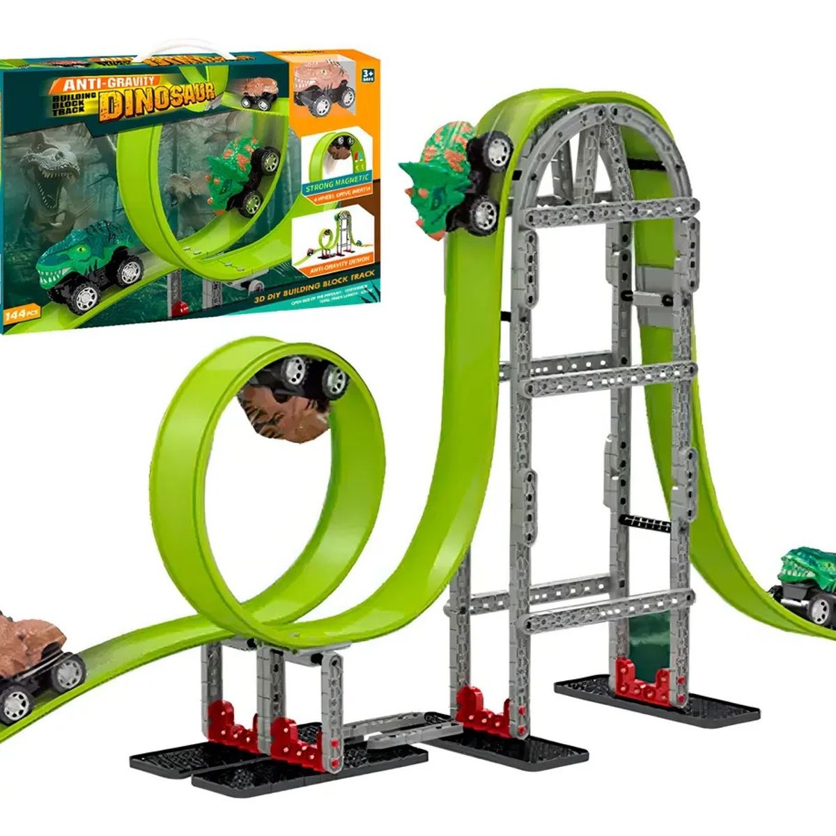 OEM - Pista De Autos Dinosaurios Fricción Anti Gravedad Verde