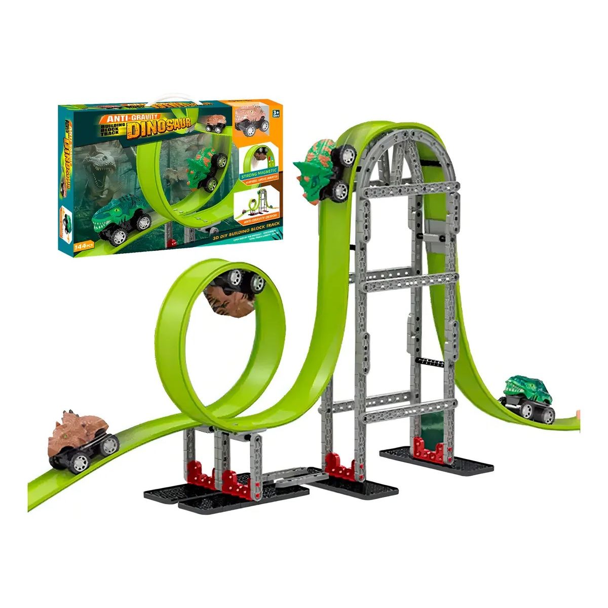 OEM - Pista De Autos Dinosaurios Fricción Anti Gravedad Verde