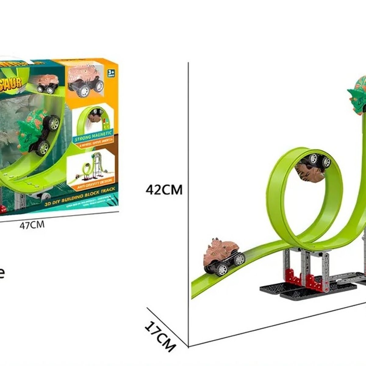 OEM - Pista De Autos Dinosaurios Fricción Anti Gravedad Verde