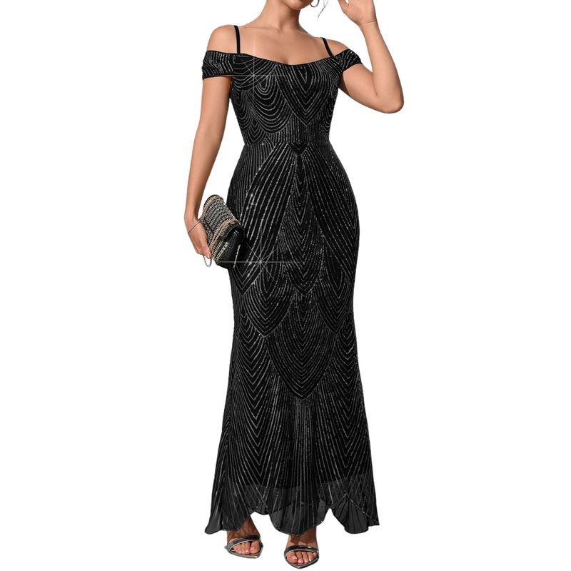 BLWOENS - Vestido de noche para mujers - Negro