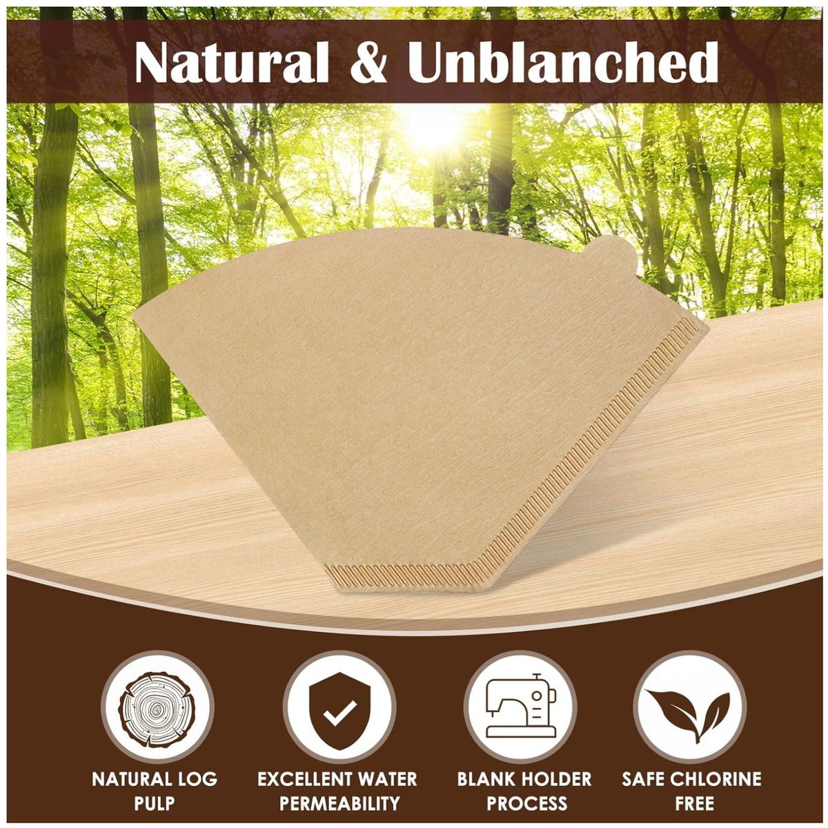 KUANGYE - 200 Filtros De Papel De Café Super Premium Cono #4 de 8 a 12 tazas