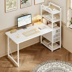 VIDITA - Escritorio Biblioteca Con Cerraduras 140x60x110cm Con Estanteria Reversible Cajones Trabajo