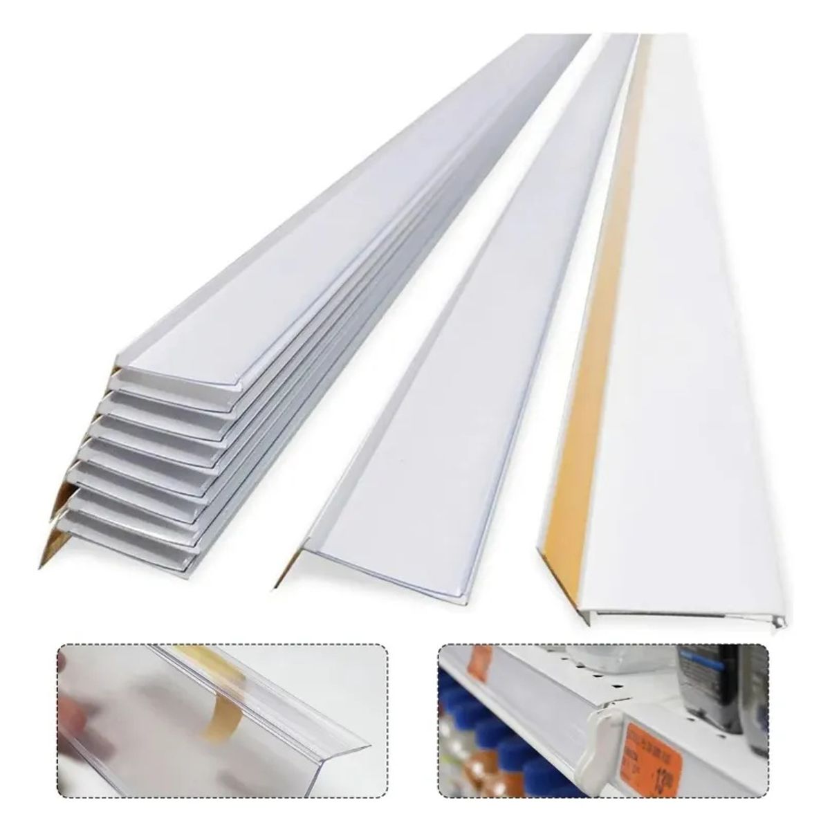 KUANGYE - 10m Porta Fleje Adhesivo Tipo L Precio Plastico Transparente