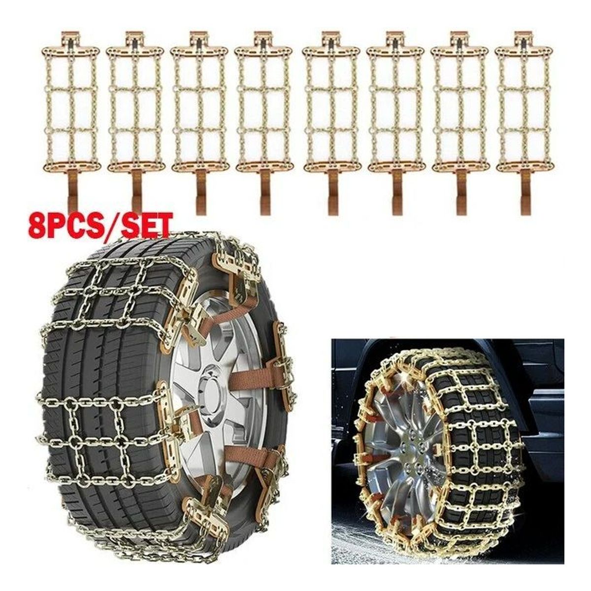 ATURE - Set 8u De Cadenas Para Neumático Antideslizante Nieve Barro