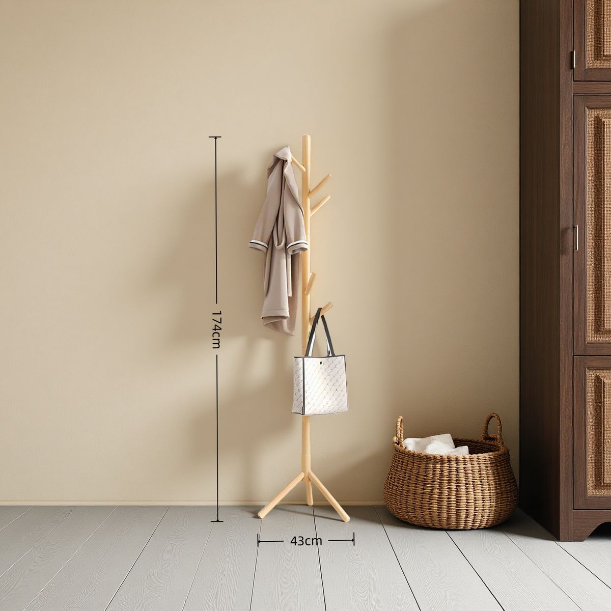 GENERICO - Perchero Colgador De Pie De Madera 173x42cm Armable