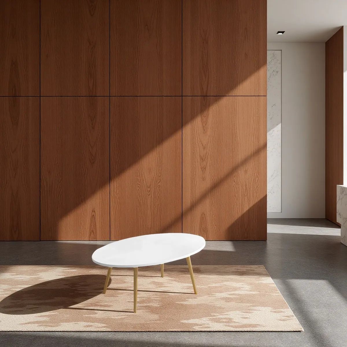 GENERICO - Mesa De Centro Ovalada Madera 80x40x42cm Blanco