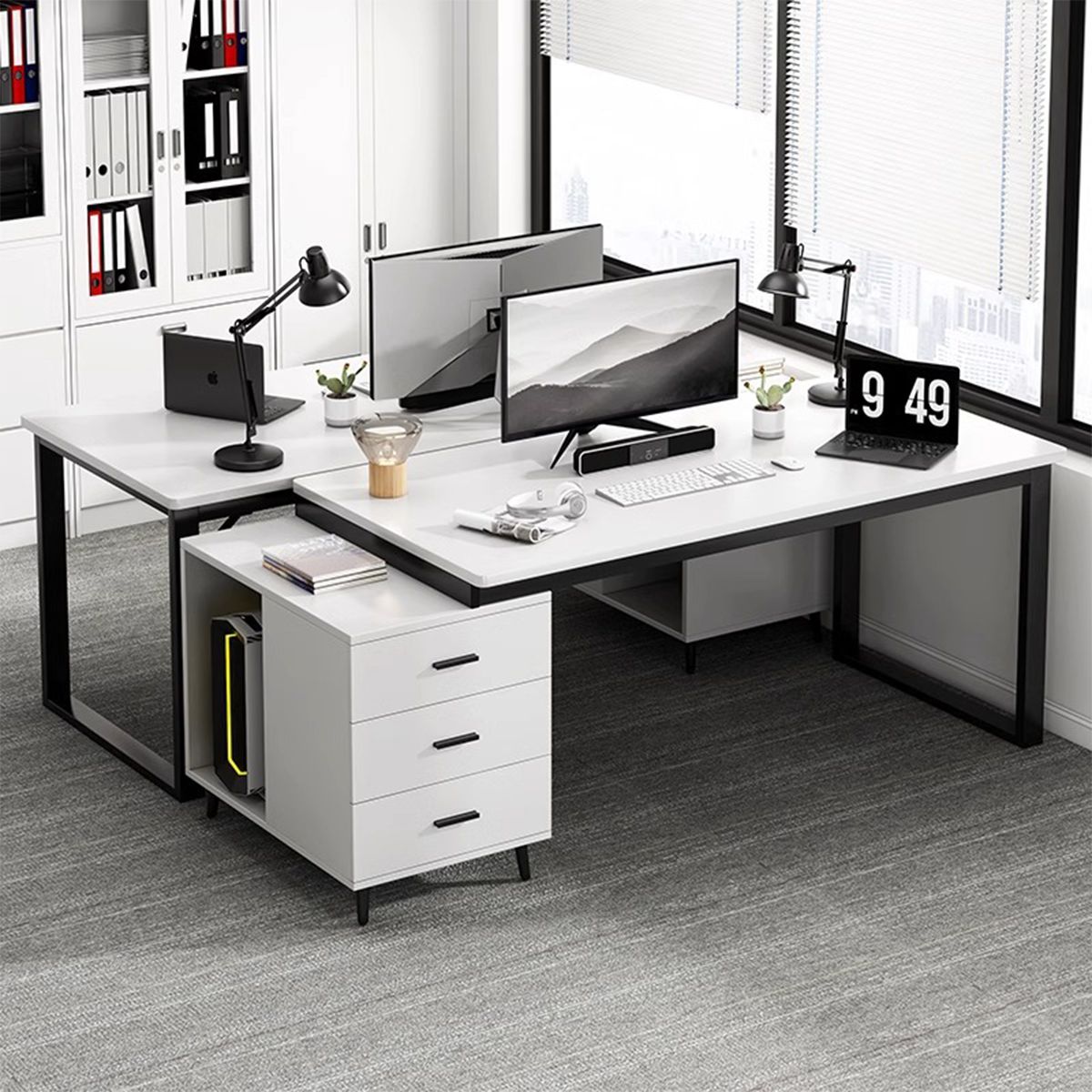 BITART - Escritorio Moderno Con Cajoneras 140x60x75cm Para Oficina