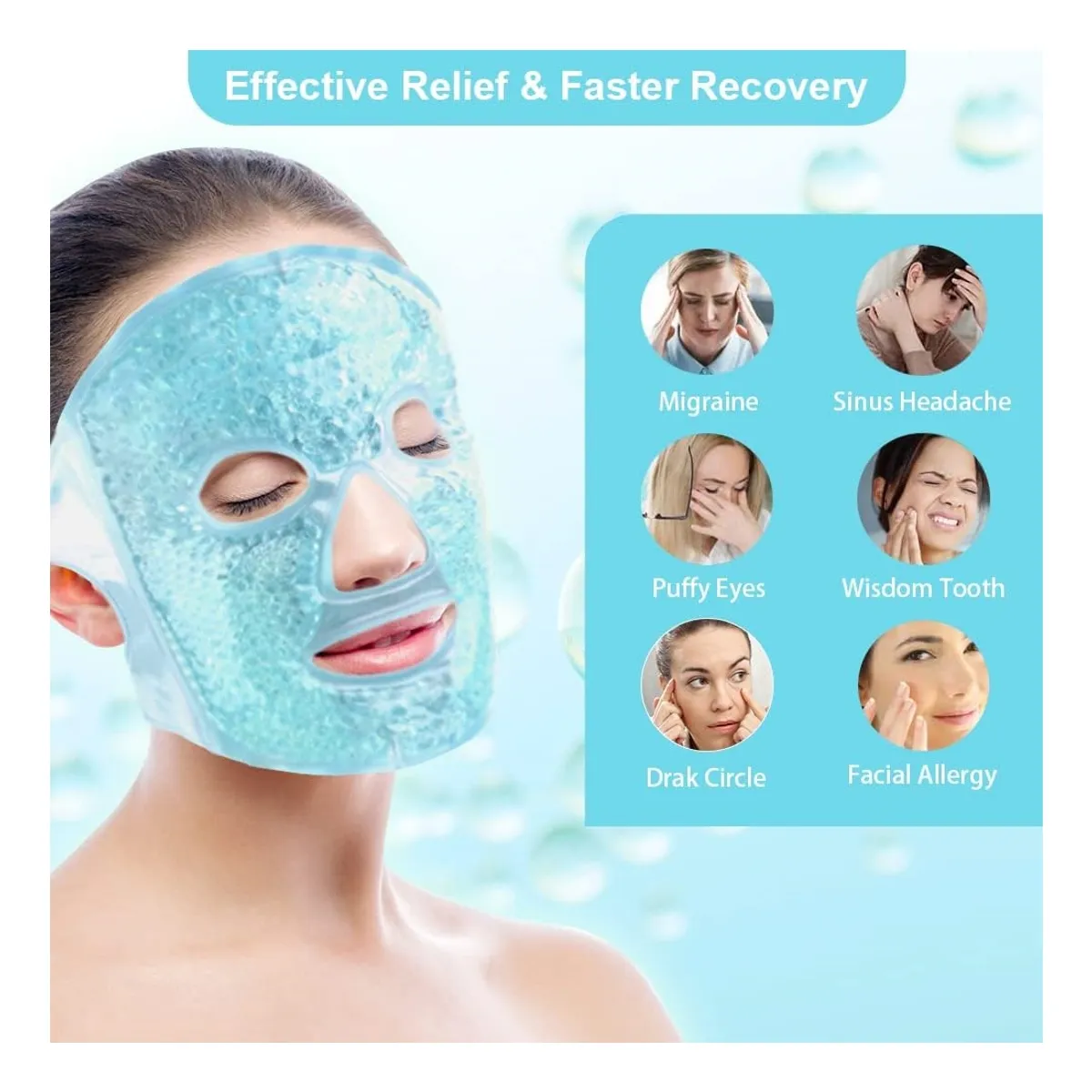 ATURE - Máscara Facial Gel Frío Calor Terapia Poros Hinchazón Estrés Azul