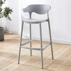 GENERICO - Taburetes Altos Blancos Con Respaldo Butaca Silla Plastica