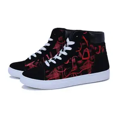 DANWEILE - Zapatillas de lona cómodas de caña alta y moda Rojo