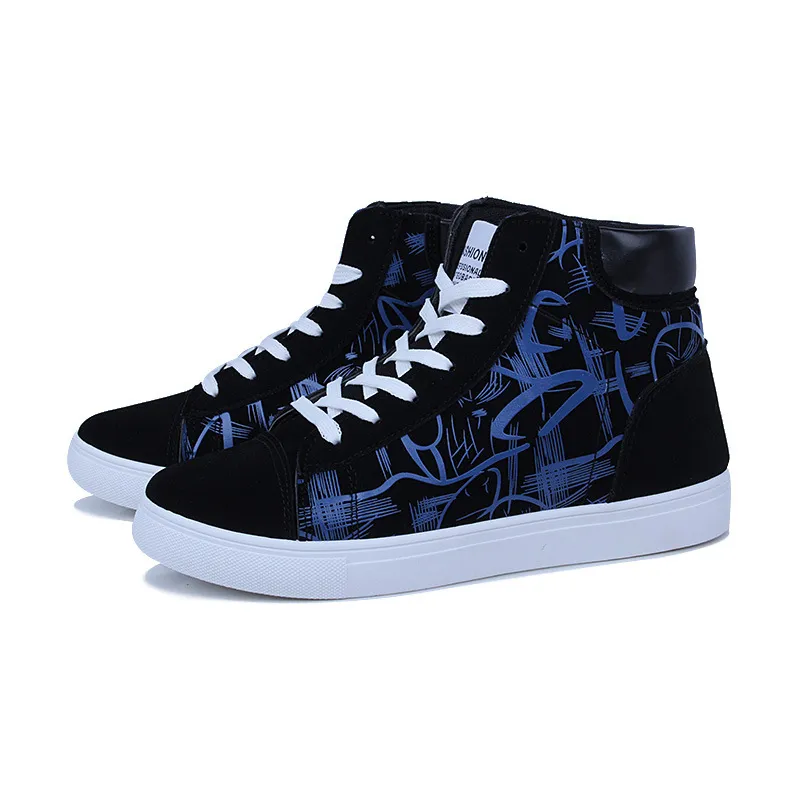DANWEILE - Zapatillas de lona cómodas de caña alta y moda Azul