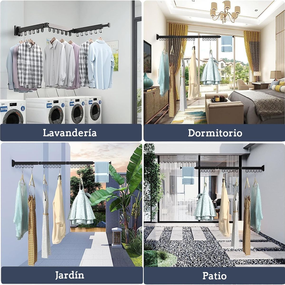 GENERICO - Tendedero de Ropa,Tendedero Plegable Pared Con 18 Ganchos