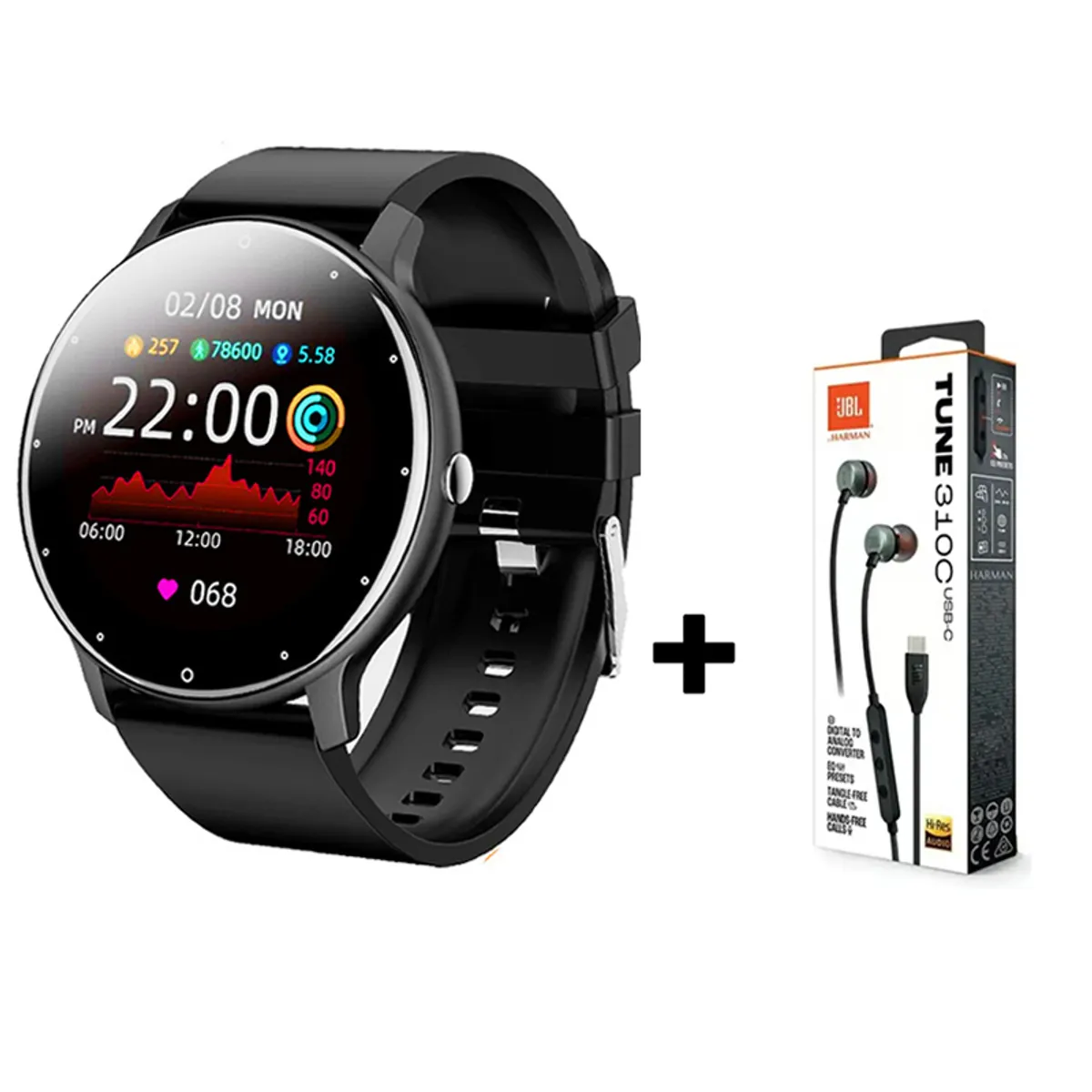 JBL - Audífonos JBL Tune 310C Tipo C Negro y  Fit Pro reloj inteligente B
