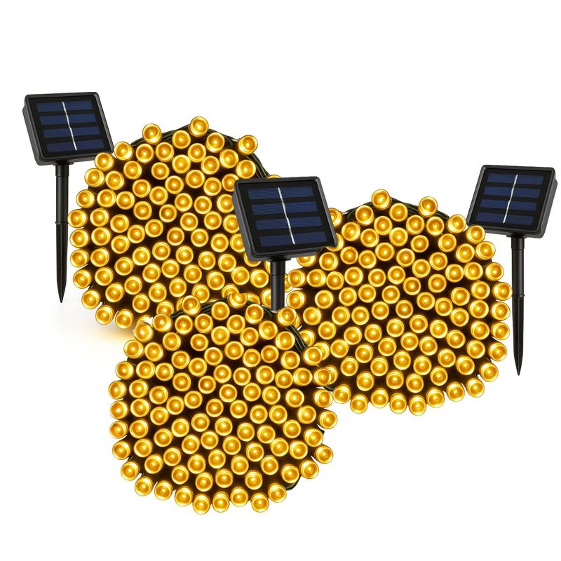 GENERICO - Set 3 Luces Navideñas Solar Calidas 100 Led 10M Decoracion