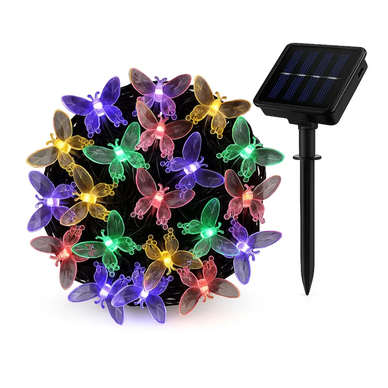 GENERICO - Luces Navidad Led Mariposa Solar 4M RGB Decoracion Jardin
