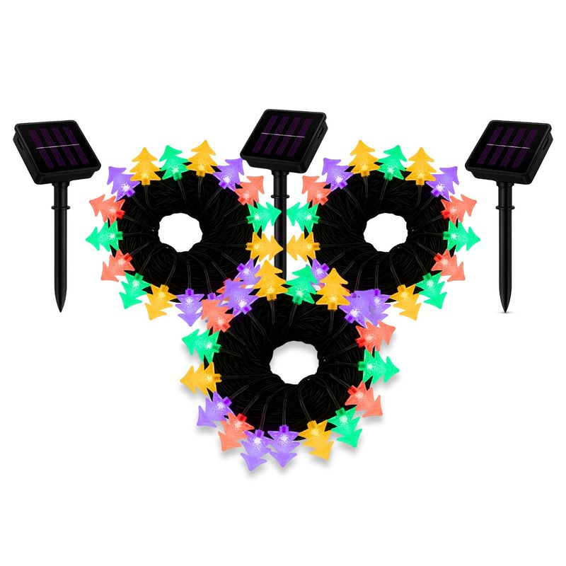 GENERICO - Set 3 Luces Navidad Led Arboles Solar 4M RGB Decoracion