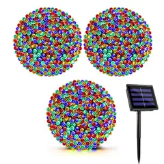 GENERICO - Set 3 Luces Guirnalda Navidad Solar 200 Led RGB 20M Hogar