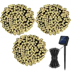 GENERICO - Set 3 Luces Guirnalda Navidad Solar 200 Led Calida 20M Hogar