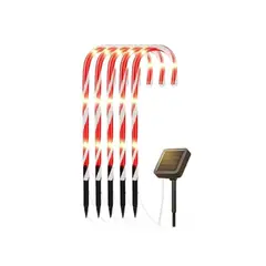 GENERICO - Set 5 Luces Navidad Bastones Led Estaca Solar Decorativas